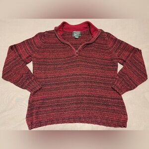 Vintage Woolrich Woolen Mill Sweater Women's XL 1/4 Zip Wool Blend Red & Black